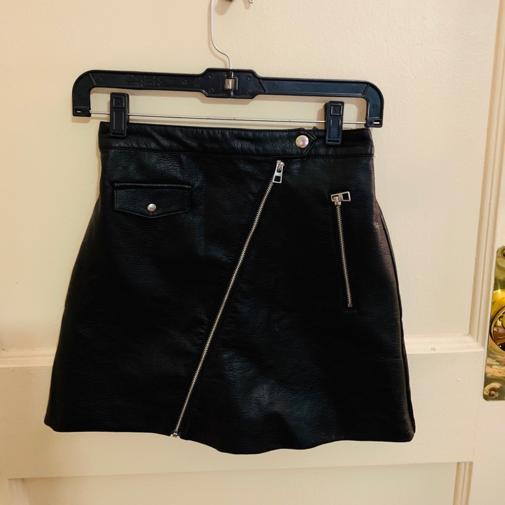 Leather mini skirt
